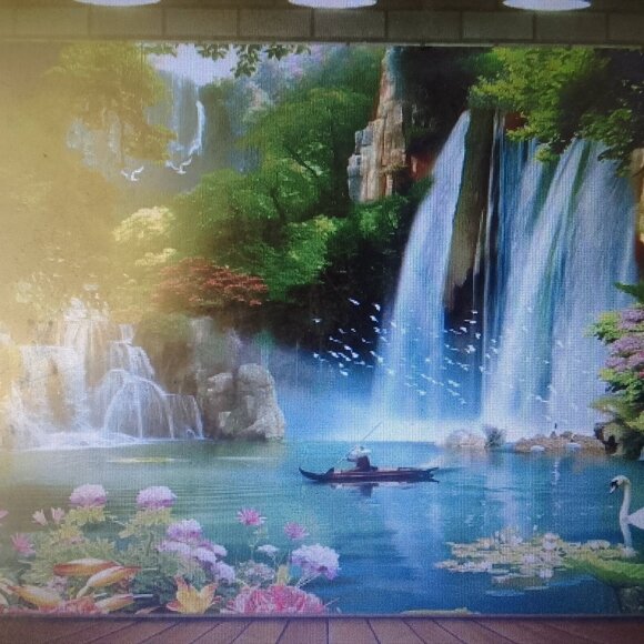 Well-done canvas painting, framed, brand new